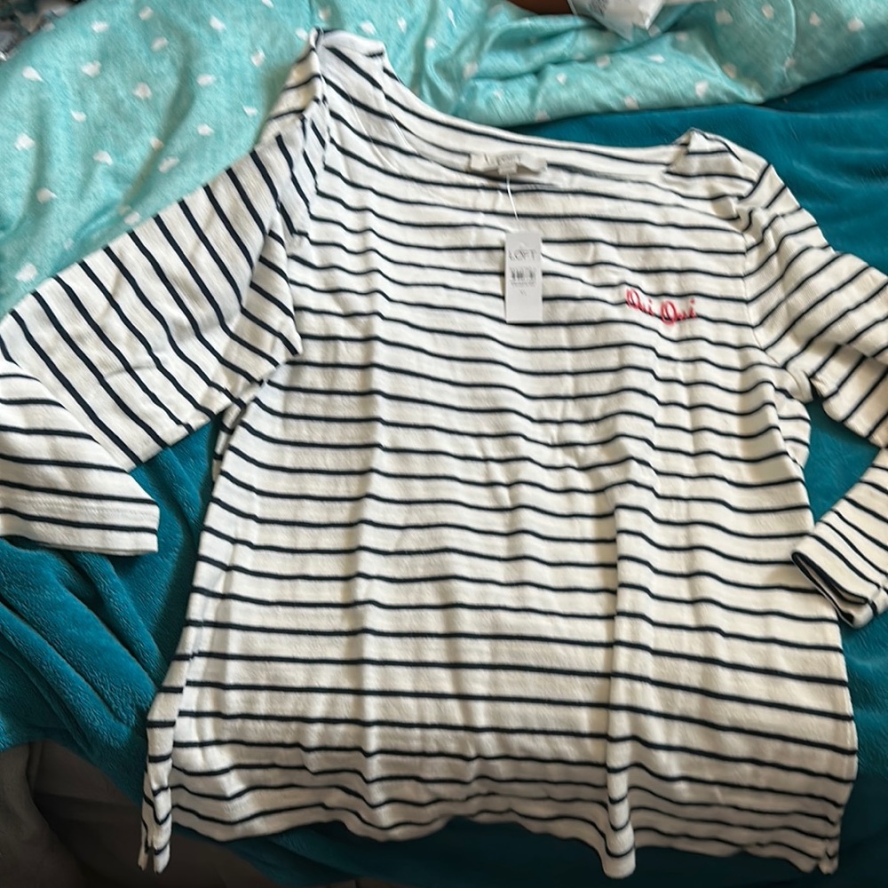Striped long sleeve loft top